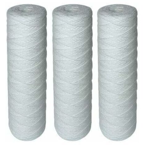 Ulisem – Lot de 3 cartouches filtrantes bobinées 10 pouces – Filtration sédiments jusqu'à 25 microns – Durée de vie 1 an – Compatible filtres à eau
