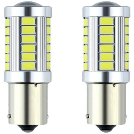 Lot de10 ampoules LED 1156 BA15s P21W 33SMD 5730 pour feux arrière de voiture R5w (blanc, 1156) (1/5)
