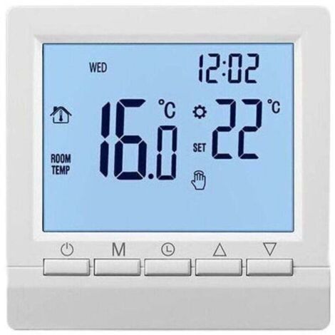 Thermostat intelligent sans Wi-Fi – Écran LCD rétroéclairé – Programmation 5+2 semaines – Précision 1°C – Compatible chauffage électrique – Hklffja (1/5)