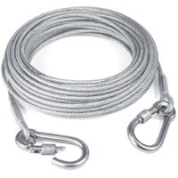 Serbia – Câble d'attache pour chien 15 m – Acier inoxydable 5 mm – Résistant à la rouille – Mousquetons de sécurité pour fixation