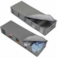 Boîte de rangement pour fond de lit non tissé Sac de rangement séparé anti-poussière 2PCS Gris 97 × 33 × 15 cm