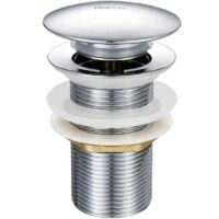 Ulisem – Bonde de lavabo pop-up sans trop-plein – Laiton chromé – Diamètre 66 mm – Hauteur 78 mm – Système bouton-poussoir pour vidage facile