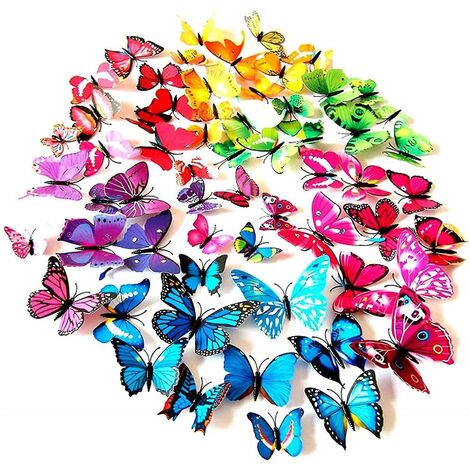 108 autocollants muraux papillons 3D, décorations de papillons (1/5)
