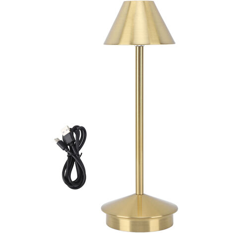GARRYFIZH Lampe de table sans fil, style moderne, en fer forgé, 3 couleurs, intensité variable, portable, LED, bureau, commande tactile, couleur or (1/5)