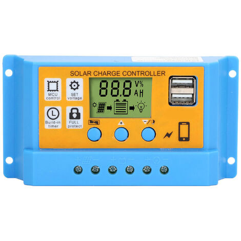 GARRYFIZH Contrôleur solaire, panneau d'affichage numérique, charge de batterie, régulateur intelligent 12 V/24 V 30 A 390 W (12 V) 780 W (24 V) (1/5)