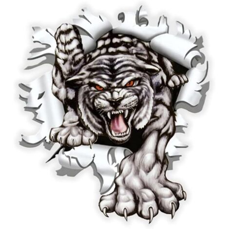Autocollant Voiture Réfléchissant,Autocollant De Capot De Voiture TêTe De Tigre Murale Stickers Voiture Humour Autocollants En Vinyle Moto Personnalisés Car Sticker Funny Pare-Brise Arrière 15x17cm (1/5)