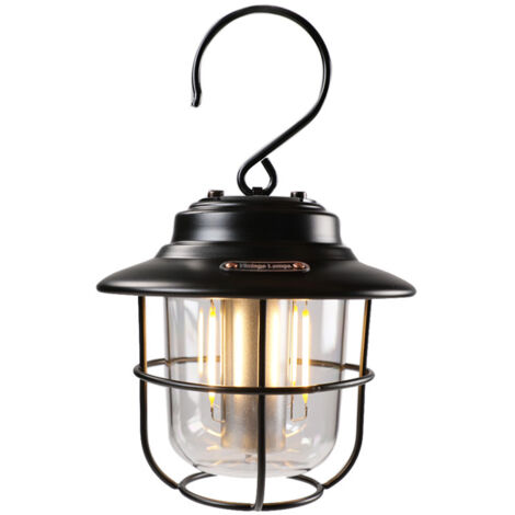 Lampe Camping Rechargeable Lanterne Camping avec Batterie de 2600mAh, Matériau Métallique Durable, 3 Modes de Lumière et 6 Niveaux de Luminosité, Lampe de Camping Rétro Idéal pour Camping (1/5)