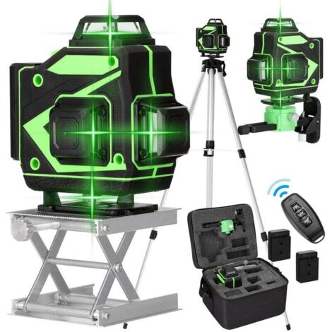 XVX – Niveau laser 16 lignes 3° auto-nivelant – Lumière verte 532 nm – Précision ±0,2 mm/10 m – Avec trépied réglable et 2 batteries 2400 mAh (1/5)