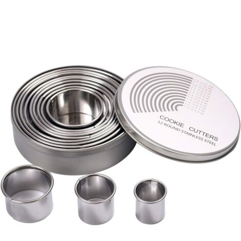 12PCS Emporte Piece Rond Cercle Patisserie Emporte pièces Cuisine pour Biscuits Pâtes à Sucre Gâteaux Emporte Piece Biscuit Cookie Cutter (1/5)