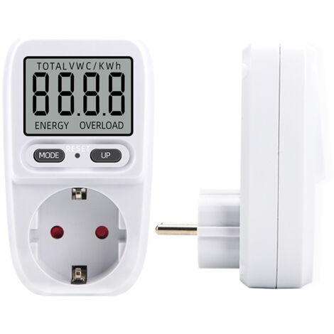 Wattmètre 230 V/16 A,Wattmètre prise compteur d'énergie, consommation d'énergie mètre Contrôleur de Consommation Electrique avec l'écran d'affichage à cristaux liquides, puissance maximum 3680W(1 pièc (1/5)