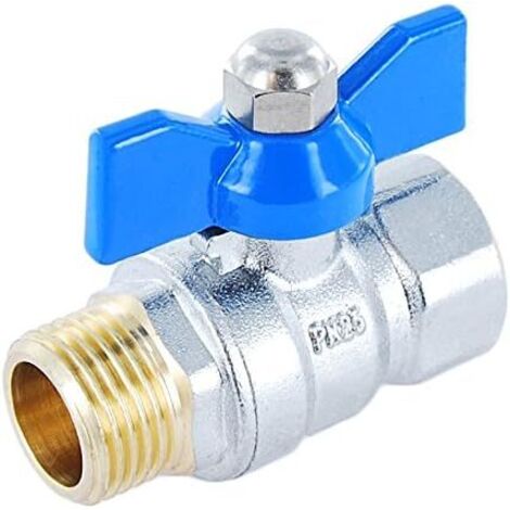 1/2" Valve à bille de laiton passage intégral, raccord fileté mâle x femelle, avec poignée papillon(DN15)