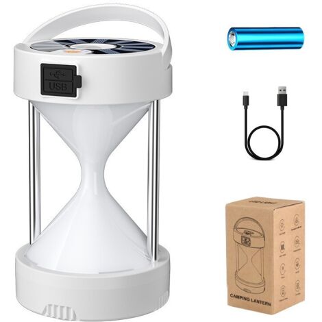 Lampe Solaire de Camping Rechargeable Lanterne Led a Piles 1800mAh Lampe Torche Lampes de Randonnée Lumière Solaire Extérieure Lampe Tente pour Camping/Pêche/Coupure de Courant Blanc (1/5)