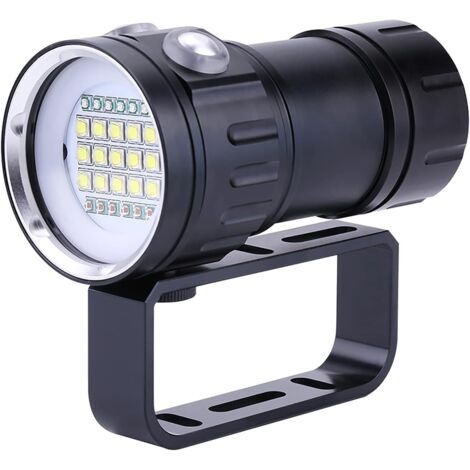 Lampe de plongée, étanche IPX8, 18000 lm, 500 mètres, perles brillantes, lampe de poche sous-marine, jusqu'à 80 mètres, lampe de plongée étanche, lampe pour la photographie vidéo, lampe de poche avec 
