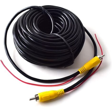 15M  vidéo cable rallonge rca jack câble prise phono connecteur plug pour recul voiture fil de détection rouge (1/3)