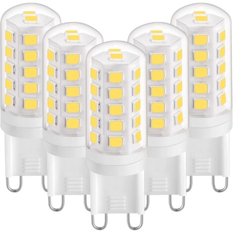 Ampoule LED G9 3W Blanc Naturel 4000K, Ampoules LED G9 420LM, Équivalent à une Ampoule Halogène 28W 40W, Ampoules LED G9 Maïs pour Lampe de Bureau, Anti-Flicker, AC 220-240V, Paquet de 5