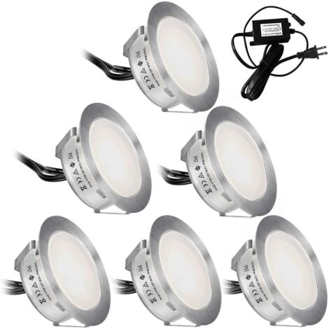 Spot encastrable mur et plafond,IP67 Couloir Lumière En Acier Inoxydable Plafonnier Ascenseur De Jardin Lumière Décorative-Large Deck Light 6pcs Blanc Naturel (1/5)
