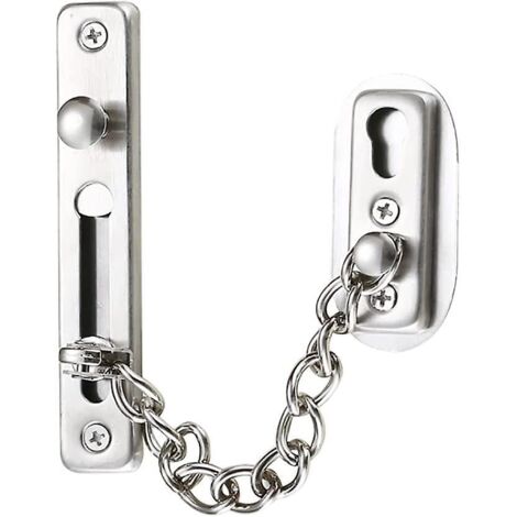 Chaîne de sécurité, chaîne de porte en acier inoxydable 304, chaîne de verrouillage de porte avec vis, argent chromé brossé (1/5)