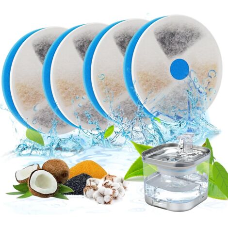– Filtres de rechange pour fontaine à eau chat – Lot de 4 filtres – Charbon actif et résine échangeuse d'ions – Compatible WF190 (1/4)