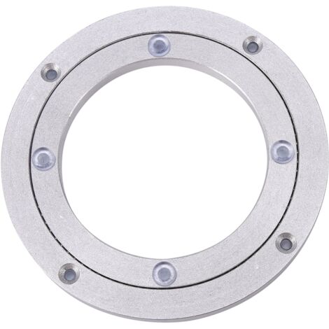 Roulement de bureau, plateau tournant universel de table ronde en alliage d'aluminium argenté, plaque à rouleaux rotative, pour la décoration de gâteaux (8 pouces diamètre intérieur : 14,5 cm diamètr (1/4)