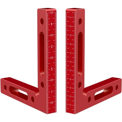 2 Pièces Equerre de positionnement à 90 degrés en aluminium, 12cm x 12cm Clip à angle droit pour le travail du bois Outils de travail du bois pour les cadres photo Assemblage carré Tiroir d'armoire (1/5)