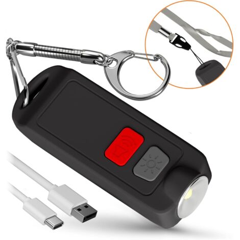 Femme auto - défense alarme personnelle porte - clés - USB rechargeable étanche 130db sécurité antivol bouton sirène avec lumière LED - dispositif d'alarme sonore de sécurité porte - clés par (noir)