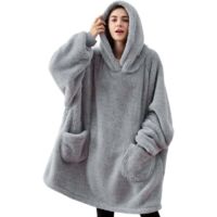 Sweat plaid à capuche polaire 95x85 cm – Microfibre de luxe – Avec manches et poches – Couverture chaude pour soirées d'hiver