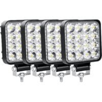 Rapanda – Lot de 4 phares de travail LED 8.5 cm 48W – 4800 lumens 6000K – Étanchéité IP67 pour 4x4, camions, tracteurs, bateaux