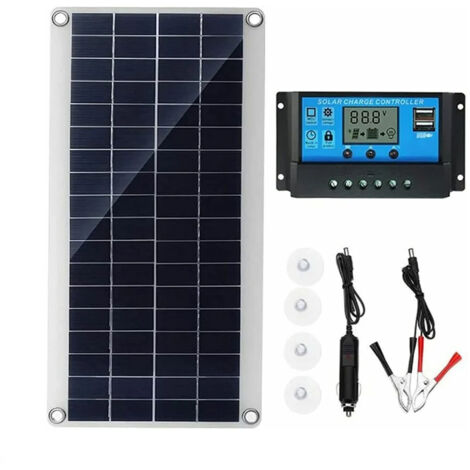 Panneau Solaire 300W 12V, Kit de Panneau Solaire, Chargeur de Batterie Kit avec régulateur de Charge Solaire 20A pour Camping-Car, Yacht, extérieur, Jardin, éclairage
