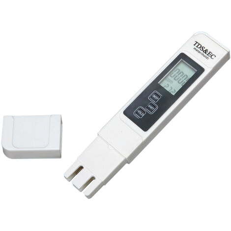 Testeur Numérique d'Eau 3-en-1 - TDS EC & Température pour Eau Potable, Aquarium, Piscine, Spa - Appareil de Test Qualité de l'Eau Portable avec Écran LCD, ABS Blanc (1/5)