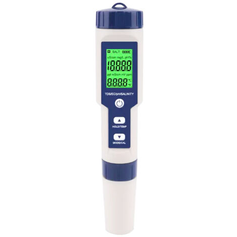 Testeur De Sel De Piscine, Testeur De Sel D'Eau De Mer Numérique 5 En 1, Kit De Test étanche Ip67 (1/5)