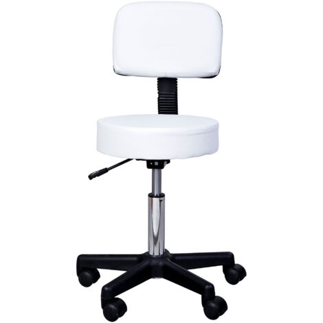 Homcom – Tabouret de salon réglable 43-55 cm – Dossier pivotant 360° – Confort optimal avec rembourrage mousse – Mobilité avec roulettes
