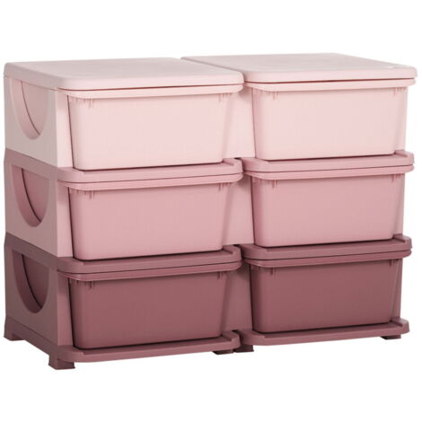 Armoire à tiroirs pour enfants, boîtes de rangement avec organisateur de jouets à 6 niveaux pour enfants de 3 à 6 ans (1/4)