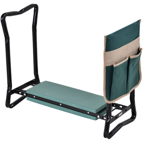 Outsunny – Tabouret de jardin agenouilloir pliable – Acier haute qualité – Coussin EVA confortable – Sac à outils inclus – Charge max 150 kg