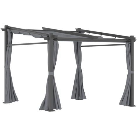 Pergola  avec toit retractable 2,97x2,95x2,3 m Gris fonce (1/4)