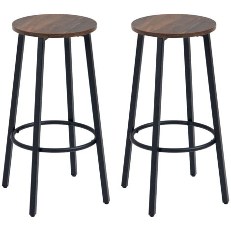 Tabourets de bar, ensemble de 2 chaises de bar avec repose-pieds, tabouret de comptoir avec cadre en acier, chaise de comptoir a (1/4)