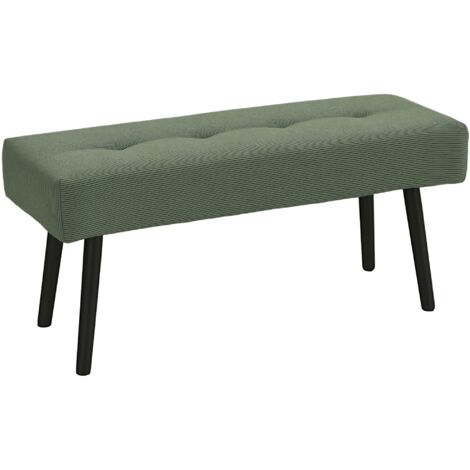 Banc banquette bout de lit rembourré en velours côtelé et pieds en acier noir charge 220 Kg 100 x 36 x 45 cm vert