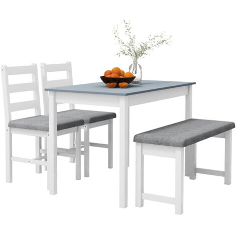 Ensemble de salle à manger, table à manger avec 2 chaises rembourrées, banc, ensemble de table à manger 4 pièces, groupe de sall (1/4)