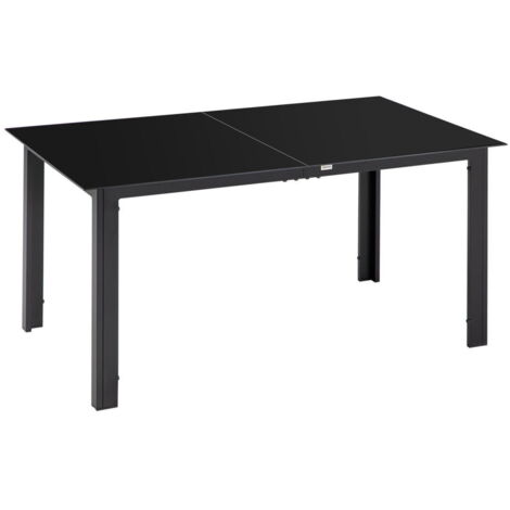 Table de jardin, table à manger de jardin pour 6 personnes, table de patio avec plateau en verre, table de fête en aluminium, ta (1/4)