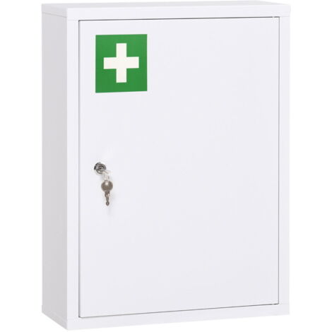 Armoire d'Apothicaire Murale Verrouillable 2 Clés Acier Blanc 40X15X53.5Cm (1/4)