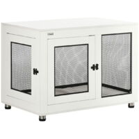 Cage pour chien avec plateau de table, niche pour chien, niche pour chien avec coussin, niche intérieure pour chien avec 2 porte