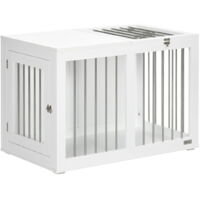 Cage pour chien 2026 2 portes verrouillable en acier 80 cm x 50 cm x 56,5 cm Blanc et Argent