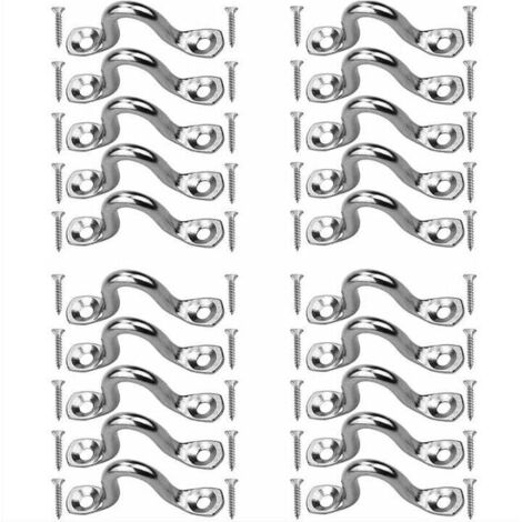20 Stück Edelstahl-Ösenplatte, Kajak-Deckschnallen, Buckelform, feste Schnalle, Edelstahl-Ösenplatten, mit 40 Stück Schrauben, für Kajak-Kanu-Takelage, 4 mm (1/4)