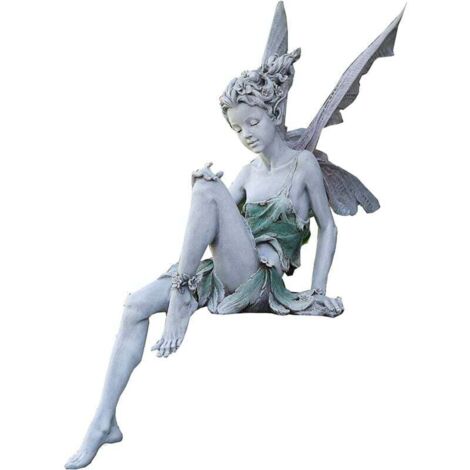 YMYNY Gartenfiguren Sitzende Elfen 22cm Engel Statue Gartenfiguren Feenstatue Gartendeko