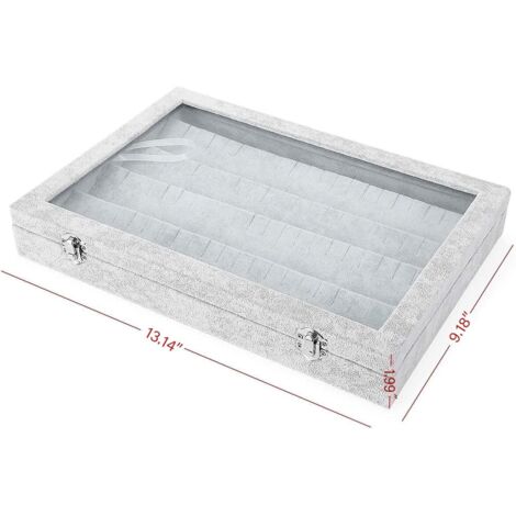 Ohrring-Aufbewahrung, 36 Paar Ohrringe, Schmuckkstchen,  Ohrring-Organizer-Box, Samt und Glas, stapelbar, abschliebar, staubdicht,  35 x 24 x 5 cm