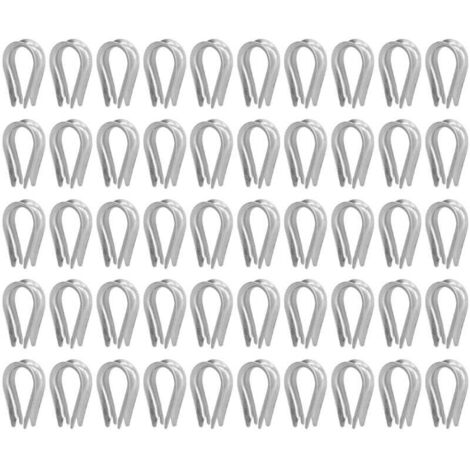 50 Stück Drahtseilkauschen, Drahtseilklemmen, Edelstahl-Kabel-Rigging-Werkzeuge für den Schiffsbau (M4 (4 mm)) (1/4)