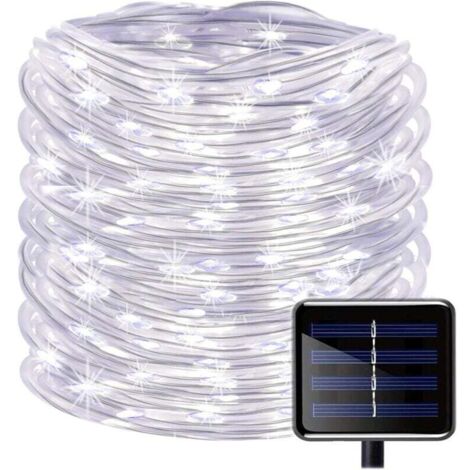 100 LED-Solar-Lichterketten, wasserdicht, 12 m, Kupferdraht-Seil-Lichterkette für den Außenbereich, für Weihnachten, Garten, Hof, Weg, Zaun, Baum, Hinterhof (weiß) (1/4)