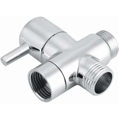3-Wege-T-förmiger Schlauchverteiler, langlebiger Wasserhahnverteiler aus Messing, Chrom-Finish, an der Wand montiertes Thermostatmischventil für Handbrausen