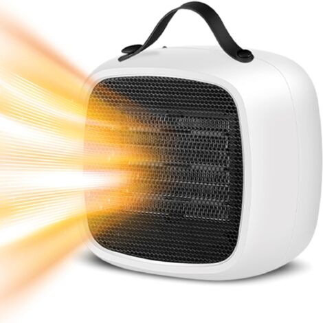 Chauffage céramique avancé et sûr, petit radiateur électrique 1000 W, portable, interrupteur anti-basculement, protection contre la surchauffe, design compact et élégant pour bureau. (1/5)