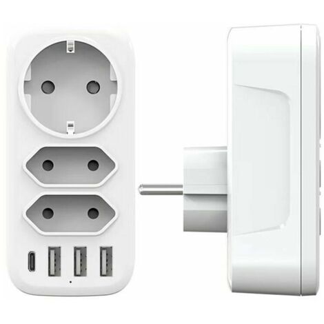 USB-Steckdosenleiste, 3 Steckdosen und 3 USB-Anschlüsse, 3A-Wandsteckdosenleiste, 6-in-1 4000-W-Mehrfach-USB-Ladegerät, USB-Steckdosenleiste für Home-Office-Reisen, kompatibel mit Telefon, Lapto (1/4)