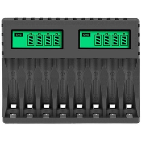 Akkuladegerät - LCD-Display - Intelligente Ladegeräte - 8 Steckplätze für AA/AAA NiCd NiMh-Akkus - AA AAA Ladegerät
